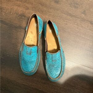 Ariat Women's Blue Embossed Loafers